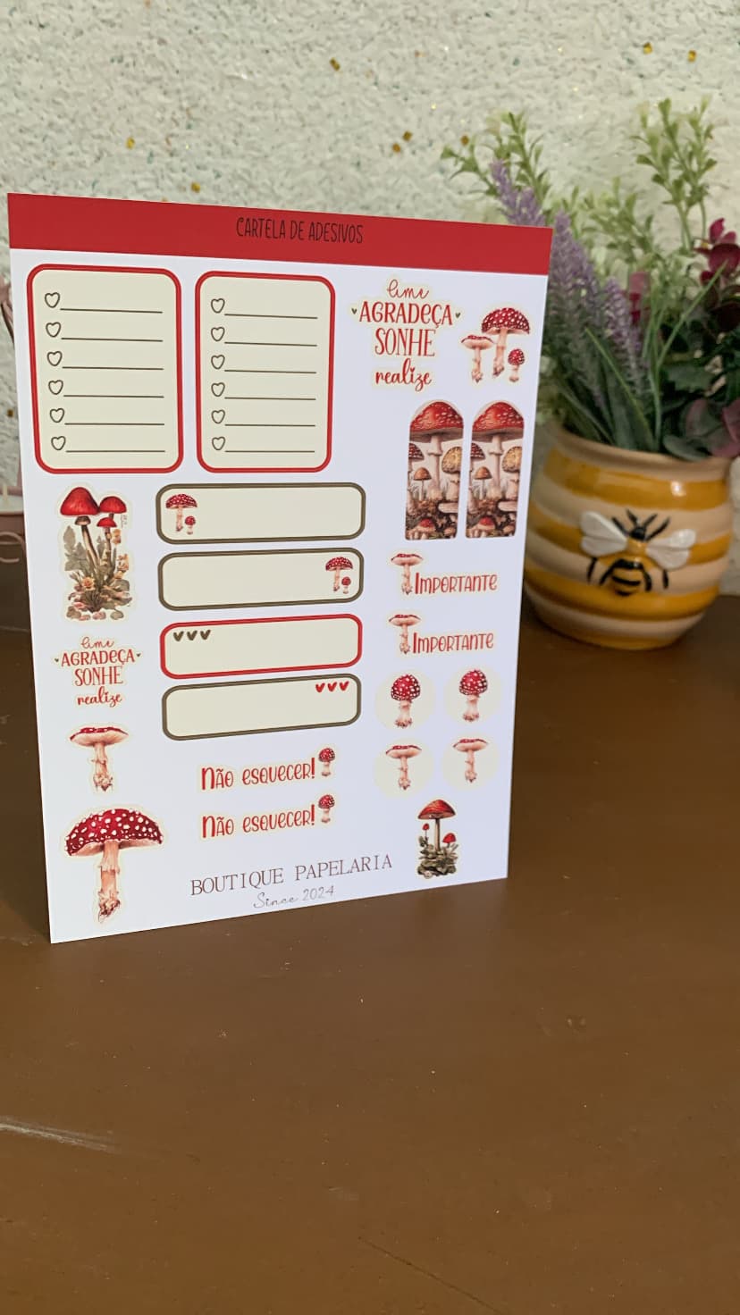 Cartela de Adesivos Cogumelo